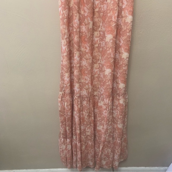 ASTR The Label Smocked Floral Maxi Dress Pink Tan Size XL - Picture 5 of 9